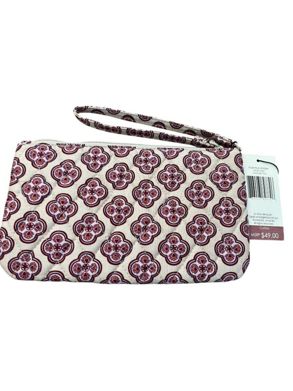 Vera Bradley Lavendar Geo Quilted Card Pouch Essential Wristlet Wallet Purse NWT